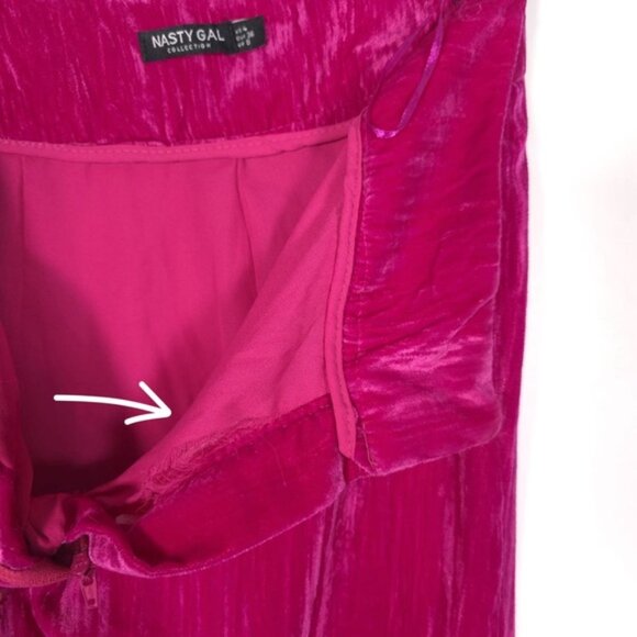 NASTY GAL Women's Crushed Velvet High Waisted Wide Leg Flare Pants Pink Size‎ 4 - Picture 14 of 16